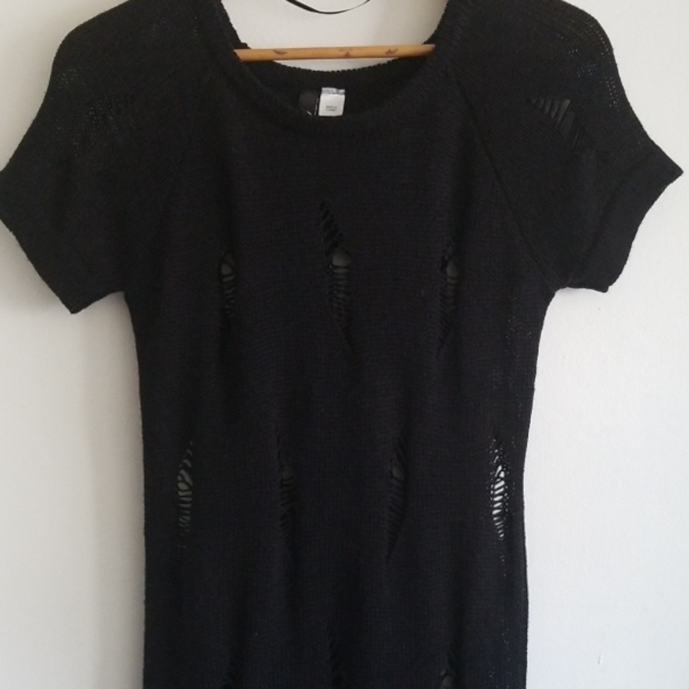 Jet Black Top Tunic Length